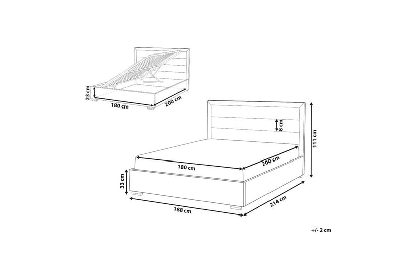 Säng med förvaring Rouen - Taupe, 180x200 cm - Möbler - Sovrum - Sängram & sängstomme