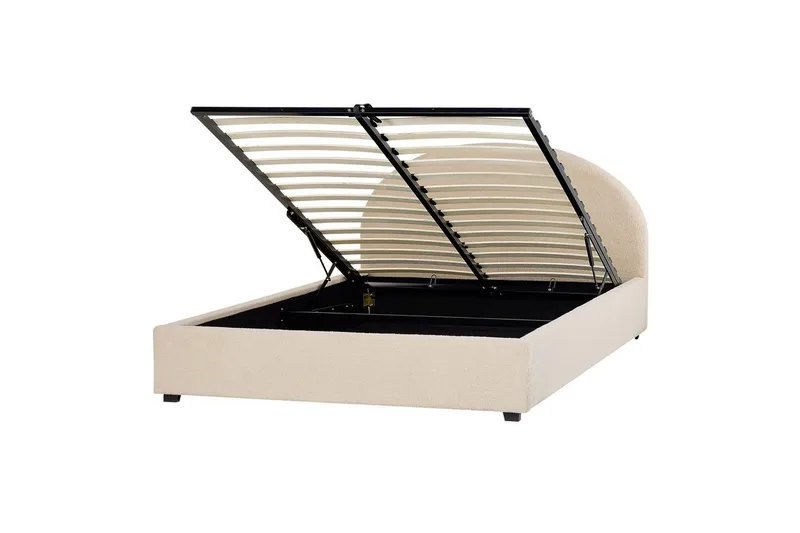 Säng med förvaring Vaucluse - Beige/Bouclé, 140x200 cm - Möbler - Sovrum - Sängram & sängstomme