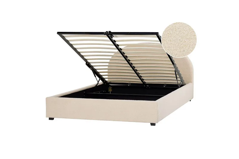 Säng med förvaring Vaucluse, Beige/Bouclé, 160x200 cm