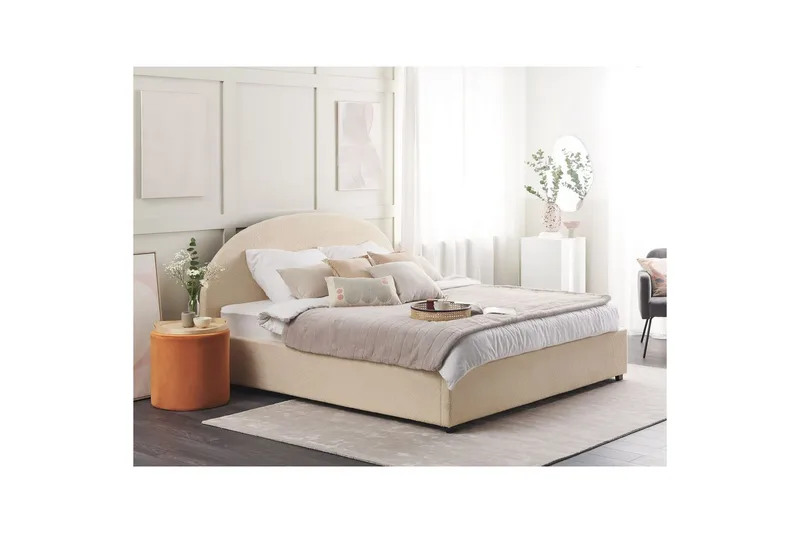 Säng med förvaring Vaucluse - Beige/Bouclé, 180x200 cm - Möbler - Sovrum - Sängram & sängstomme