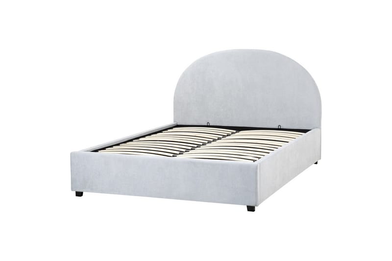 Säng med förvaring Vaucluse - Ljusblå/Polyester, 140x200 cm - Möbler - Sovrum - Sängram & sängstomme