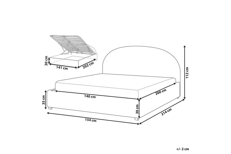 Säng med förvaring Vaucluse - Ljusblå/Polyester, 140x200 cm - Möbler - Sovrum - Sängram & sängstomme