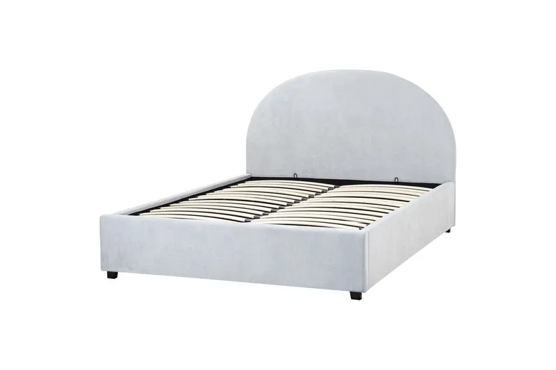 Säng med förvaring Vaucluse - Ljusblå/Polyester, 140x200 cm - Möbler - Sovrum - Sängram & sängstomme