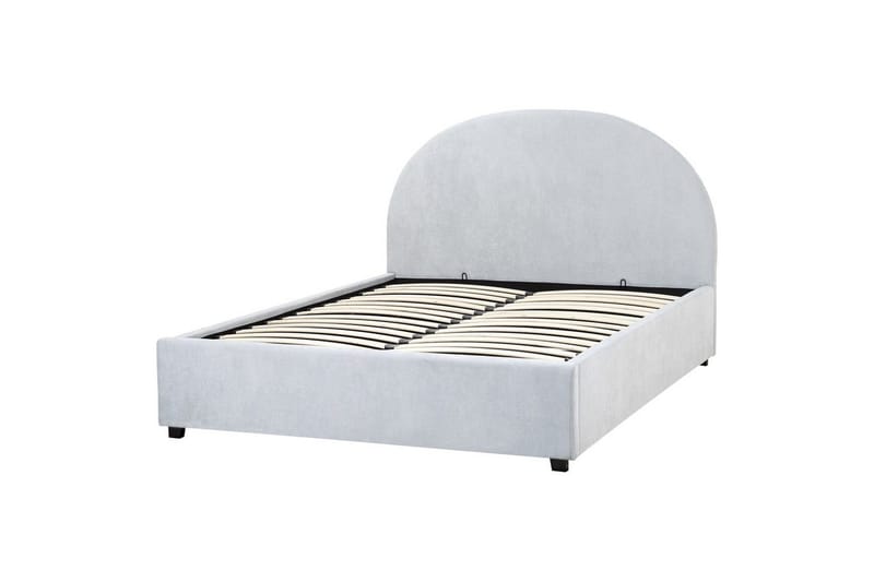 Säng med förvaring Vaucluse - Ljusblå/Polyester, 140x200 cm - Möbler - Sovrum - Sängram & sängstomme