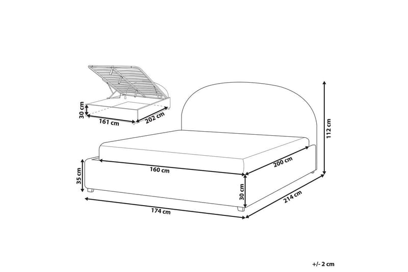 Säng med förvaring Vaucluse - Ljusblå/Polyester, 160x200 cm - Möbler - Sovrum - Sängram & sängstomme
