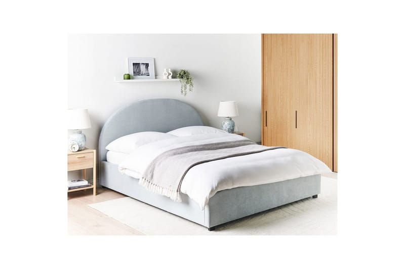 Säng med förvaring Vaucluse - Ljusblå/Polyester, 160x200 cm - Möbler - Sovrum - Sängram & sängstomme