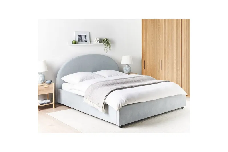 Säng med förvaring Vaucluse - Ljusblå/Polyester, 180x200 cm - Möbler - Sovrum - Sängram & sängstomme