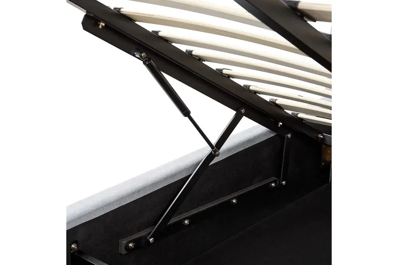 Säng med förvaring Vaucluse - Ljusblå/Polyester, 180x200 cm - Möbler - Sovrum - Sängram & sängstomme