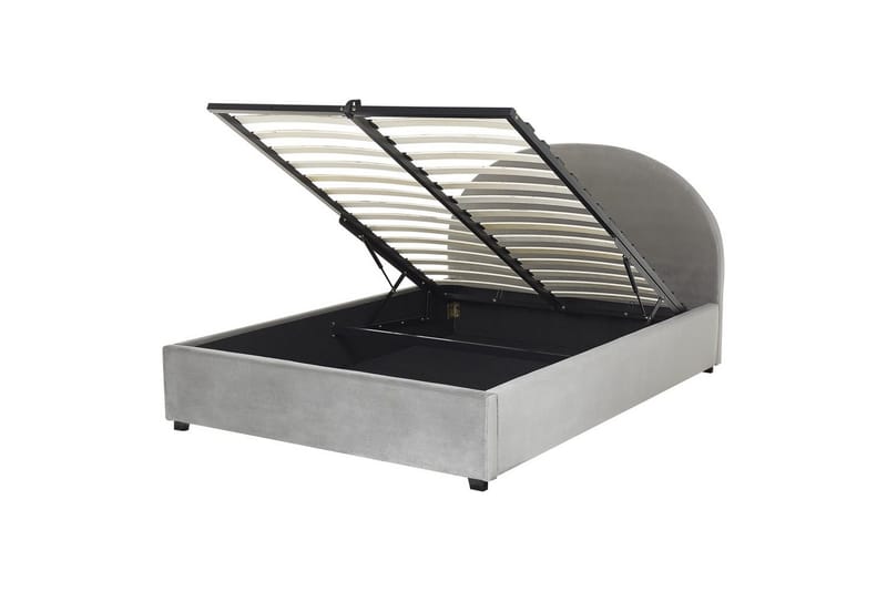 Säng med förvaring Vaucluse - Ljusgrå/Sammet, 160x200 cm - Möbler - Sovrum - Sängram & sängstomme