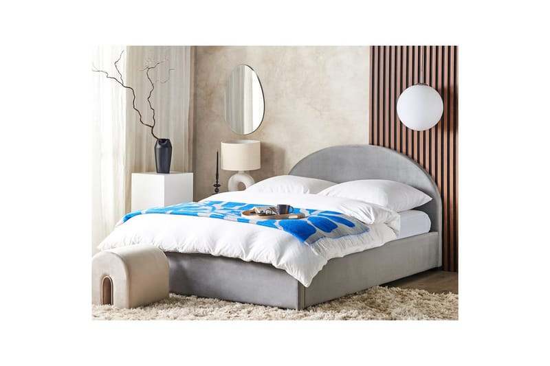 Säng med förvaring Vaucluse - Ljusgrå/Sammet, 180x200 cm - Möbler - Sovrum - Sängram & sängstomme