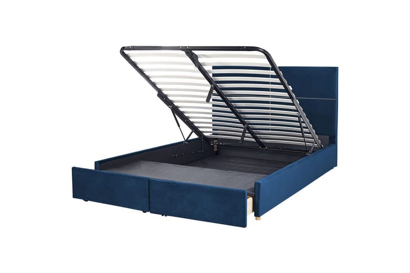 Säng med förvaring Vernoyes, Blå, guld, 180x200 cm
