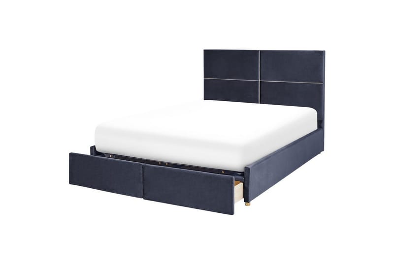 Säng med förvaring Vernoyes - Svart, guld, 160x200 cm - Möbler - Sovrum - Sängram & sängstomme