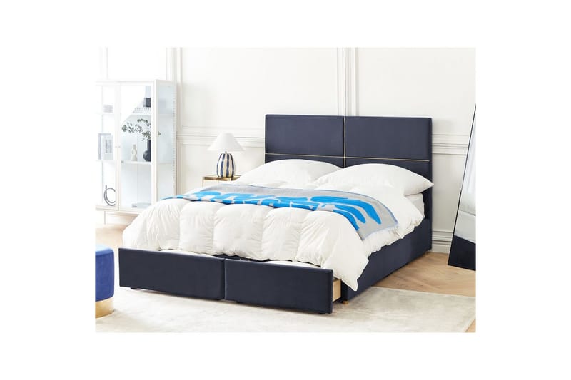 Säng med förvaring Vernoyes - Svart, guld, 160x200 cm - Möbler - Sovrum - Sängram & sängstomme