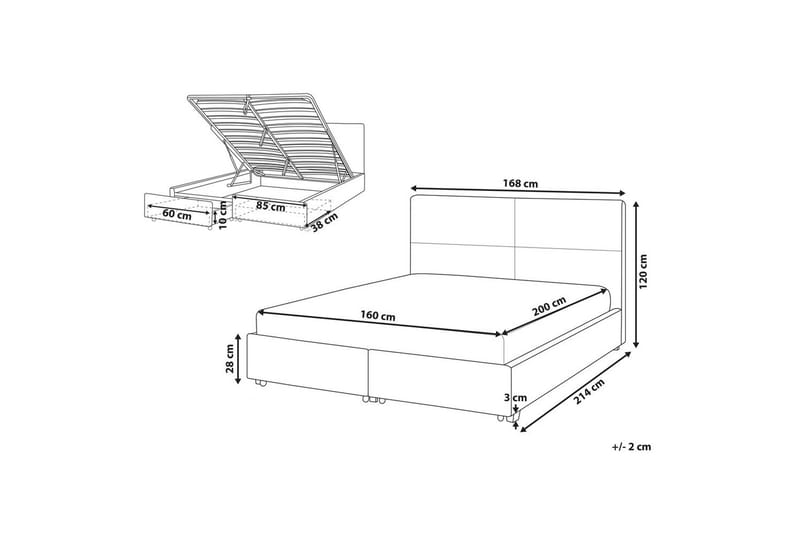 Säng med förvaring Vernoyes - Svart, guld, 160x200 cm - Möbler - Sovrum - Sängram & sängstomme