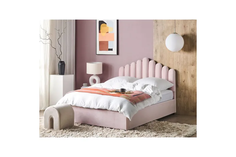 Säng med förvaring Vincennes - Rosa, Svart, 140x200 cm - Möbler - Sovrum - Sängram & sängstomme