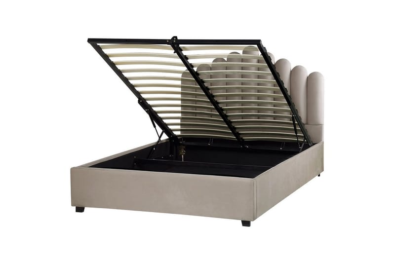 Säng med förvaring Vincennes, Taupe, svart, 140x200 cm