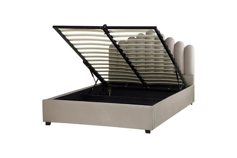 Säng med förvaring Vincennes - Taupe, svart, 160x200 cm - Möbler - Sovrum - Sängram & sängstomme
