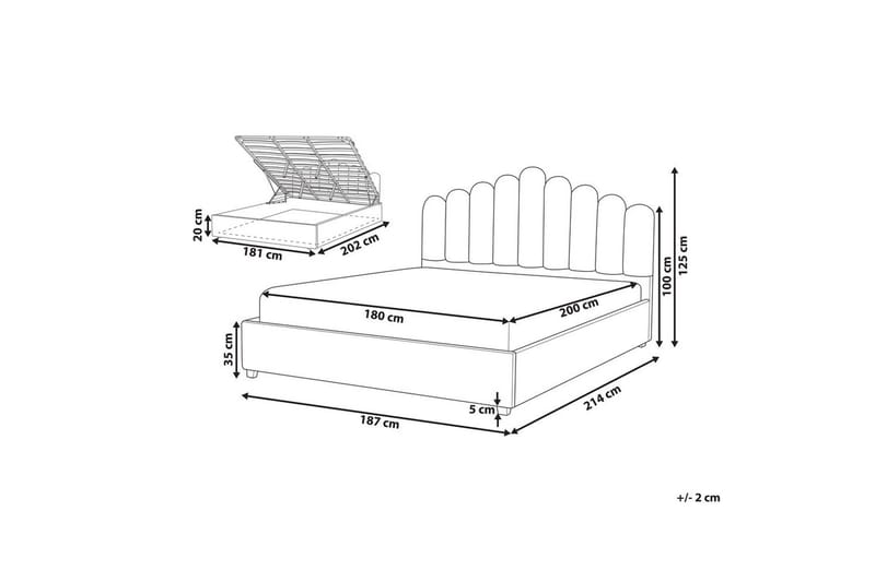 Säng med förvaring Vincennes - Vit, Svart, 180x200 cm - Möbler - Sovrum - Sängram & sängstomme