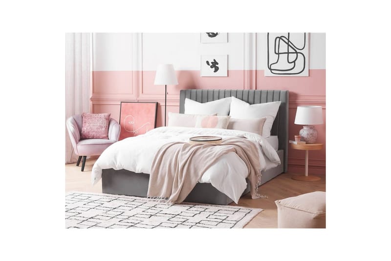 Säng med förvaring Vion - Grå, 140x200 cm - Möbler - Sovrum - Sängram & sängstomme