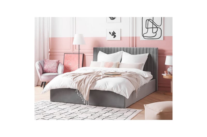 Säng med förvaring Vion - Grå, 160x200 cm - Möbler - Sovrum - Sängram & sängstomme