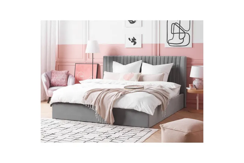 Säng med förvaring Vion - Grå, 180x200 cm - Möbler - Sovrum - Sängram & sängstomme