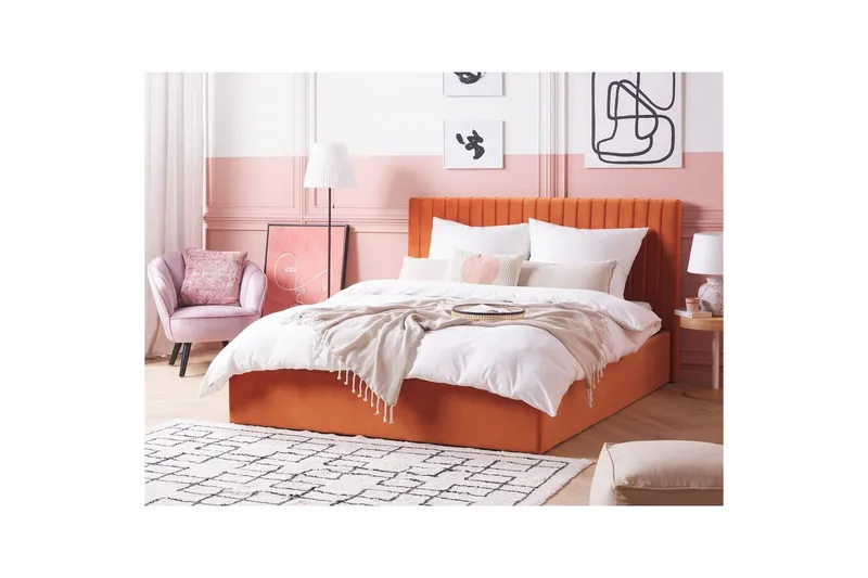 Säng med förvaring Vion - Orange, 160x200 cm - Möbler - Sovrum - Sängram & sängstomme