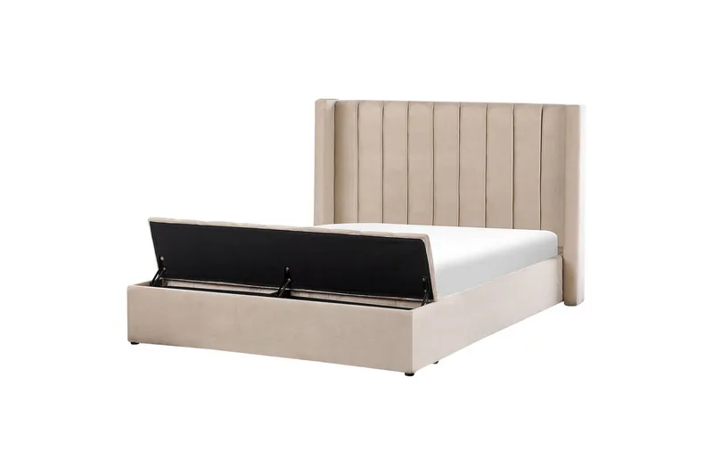 Säng med förvaringsbänk Noyers, Beige, 160x200 cm