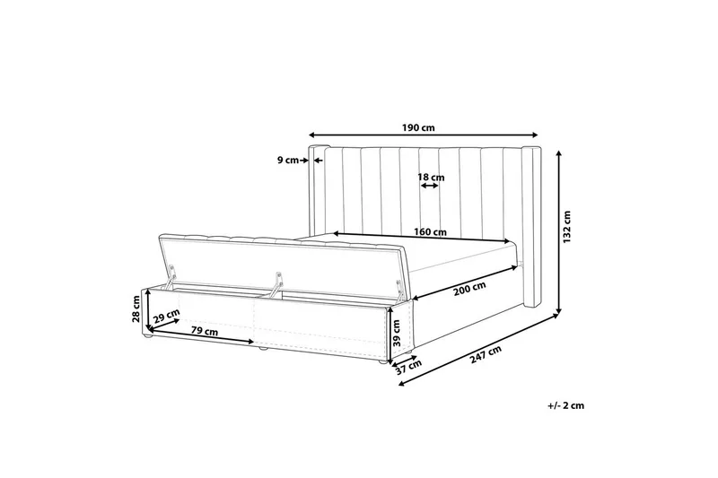 Säng med förvaringsbänk Noyers - Beige, 160x200 cm - Möbler - Sovrum - Sängram & sängstomme