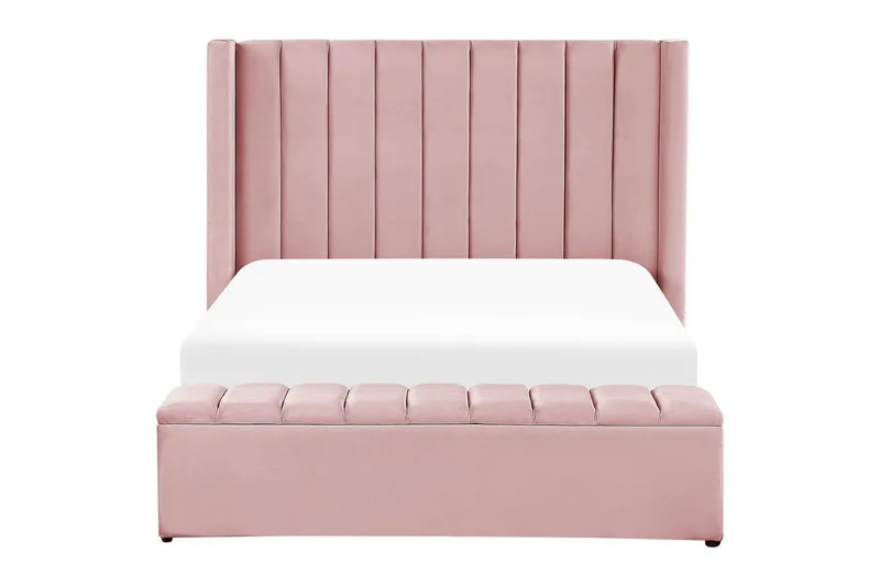 Säng med förvaringsbänk Noyers - Rosa, 140x200 cm - Möbler - Sovrum - Sängram & sängstomme