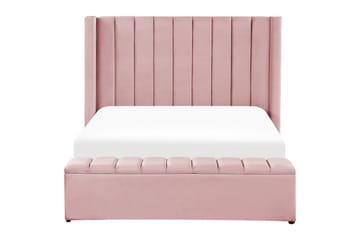 Säng med förvaringsbänk Noyers - Rosa, 140x200 cm - Möbler - Sovrum - Sängram & sängstomme