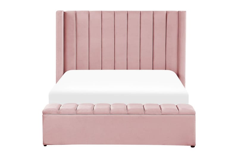 Säng med förvaringsbänk Noyers - Rosa, 140x200 cm - Möbler - Sovrum - Sängram & sängstomme