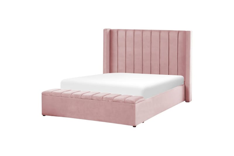 Säng med förvaringsbänk Noyers - Rosa, 140x200 cm - Möbler - Sovrum - Sängram & sängstomme