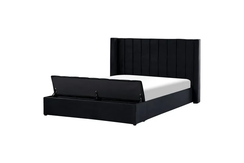 Säng med förvaringsbänk Noyers, Svart, 180x200 cm