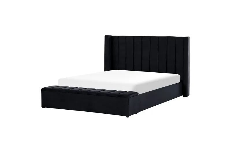 Säng med förvaringsbänk Noyers - Svart, 180x200 cm - Möbler - Sovrum - Sängram & sängstomme