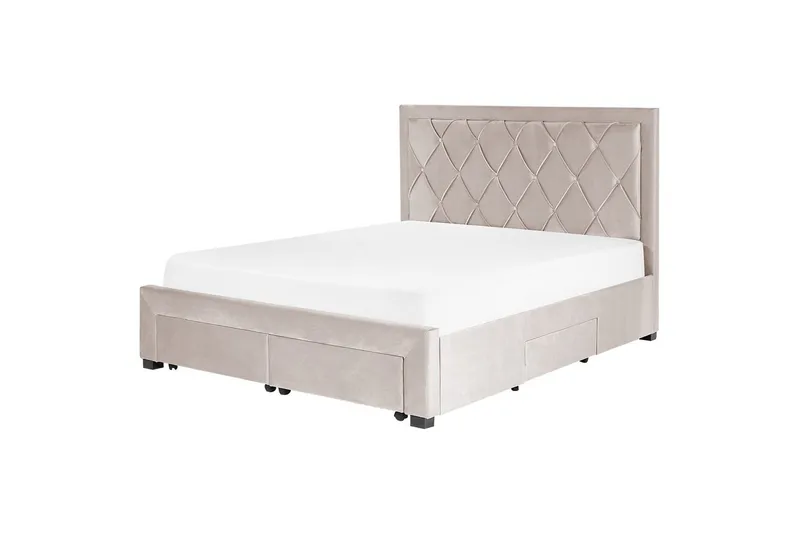Säng med förvaringslådor Lievin - Beige, 160x200 cm - Möbler - Sovrum - Sängram & sängstomme