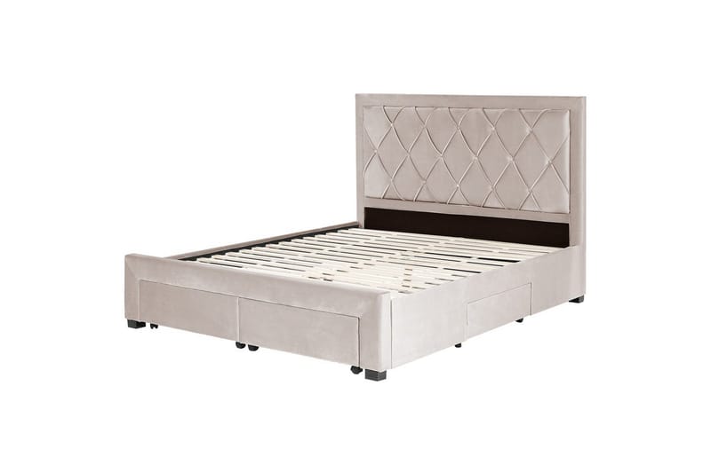 Säng med förvaringslådor Lievin, Beige, 160x200 cm