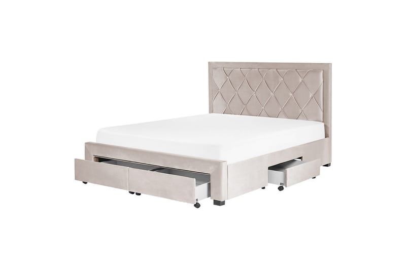Säng med förvaringslådor Lievin - Beige, 160x200 cm - Möbler - Sovrum - Sängram & sängstomme