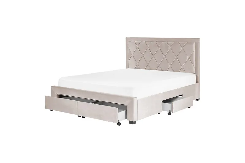Säng med förvaringslådor Lievin - Beige, 160x200 cm - Möbler - Sovrum - Sängram & sängstomme