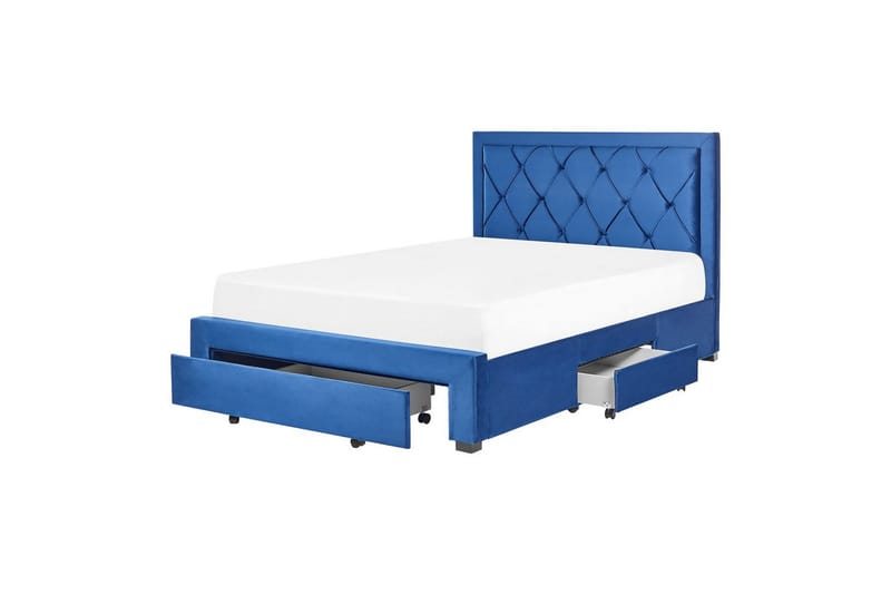 Säng med förvaringslådor Lievin - Blå, 140x200 cm - Möbler - Sovrum - Sängram & sängstomme