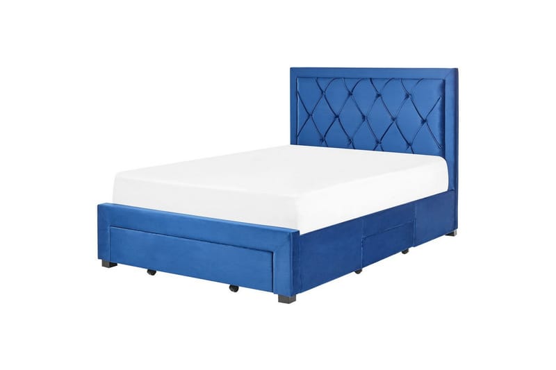 Säng med förvaringslådor Lievin - Blå, 140x200 cm - Möbler - Sovrum - Sängram & sängstomme