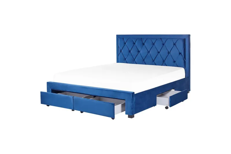Säng med förvaringslådor Lievin - Blå, 180x200 cm - Möbler - Sovrum - Sängram & sängstomme