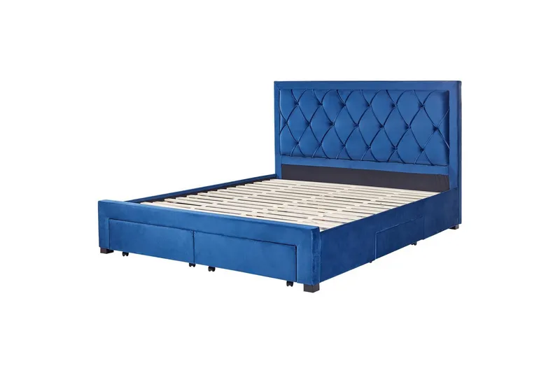 Säng med förvaringslådor Lievin, Blå, 180x200 cm