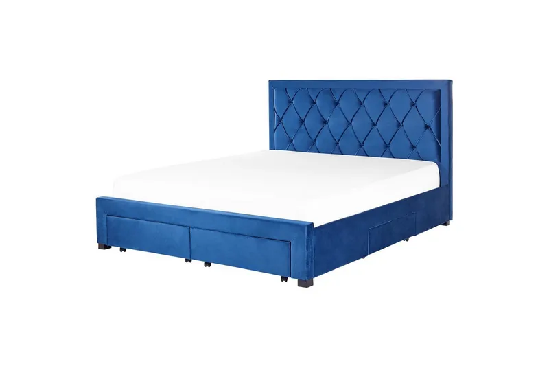 Säng med förvaringslådor Lievin - Blå, 180x200 cm - Möbler - Sovrum - Sängram & sängstomme