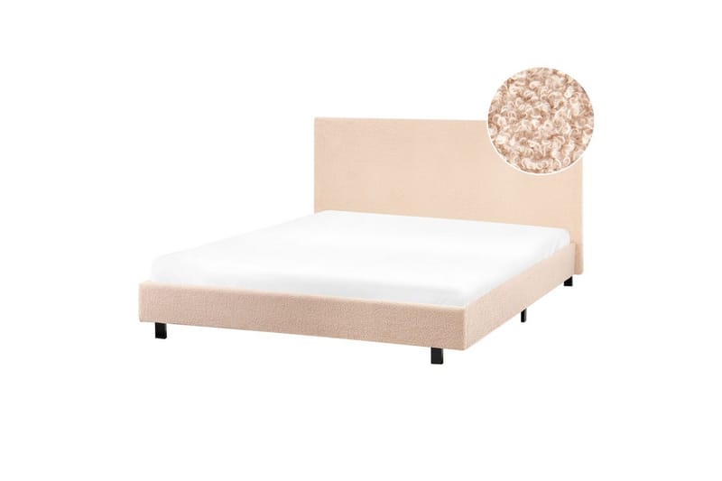 Säng med lamellram Albi - Beige, svart/Bouclé, 140x200 cm - Möbler - Sovrum - Sängram & sängstomme