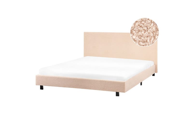 Säng med lamellram Albi - Beige, svart/Bouclé, 160x200 cm - Möbler - Sovrum - Sängram & sängstomme