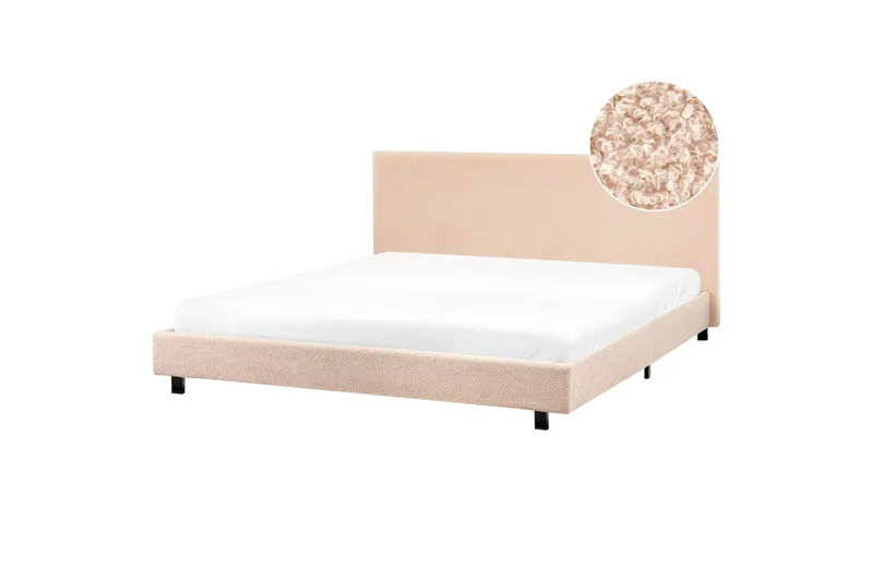 Säng med lamellram Albi - Beige, svart/Bouclé, 180x200 cm - Möbler - Sovrum - Sängram & sängstomme