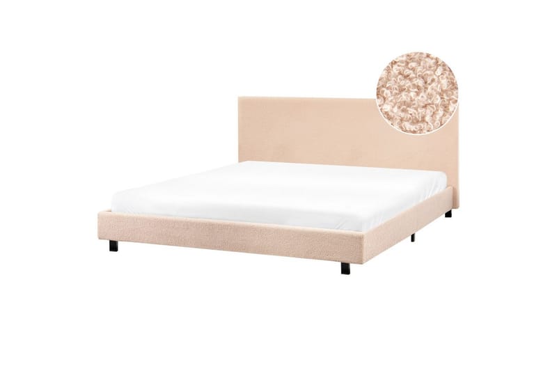 Säng med lamellram Albi - Beige, svart/Bouclé, 180x200 cm - Möbler - Sovrum - Sängram & sängstomme