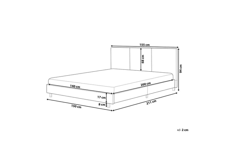 Säng med lamellram Albi - Beige, svart/Polyester, 140x200 cm - Möbler - Sovrum - Sängram & sängstomme