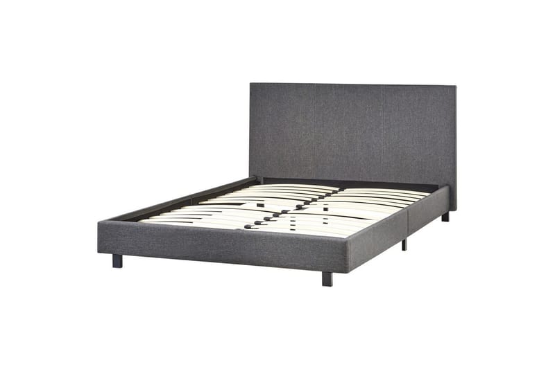 Säng med lamellram Albi - Grå, svart/Polyester, 140x200 cm - Möbler - Sovrum - Sängram & sängstomme