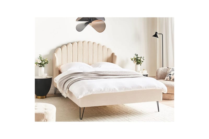 Säng med lamellram Ambillou - Beige, svart, 140x200 cm - Möbler - Sovrum - Sängram & sängstomme